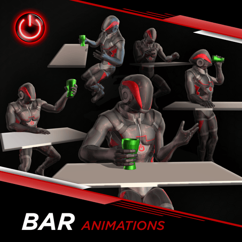 Cover key art — patron seated at bar lifting drink, from MCO bar drinking and bartender mocap pack