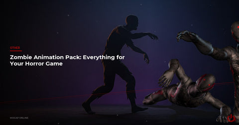 Zombie animation pack: MCO character on dark horror atmosphere background — MoCap Online